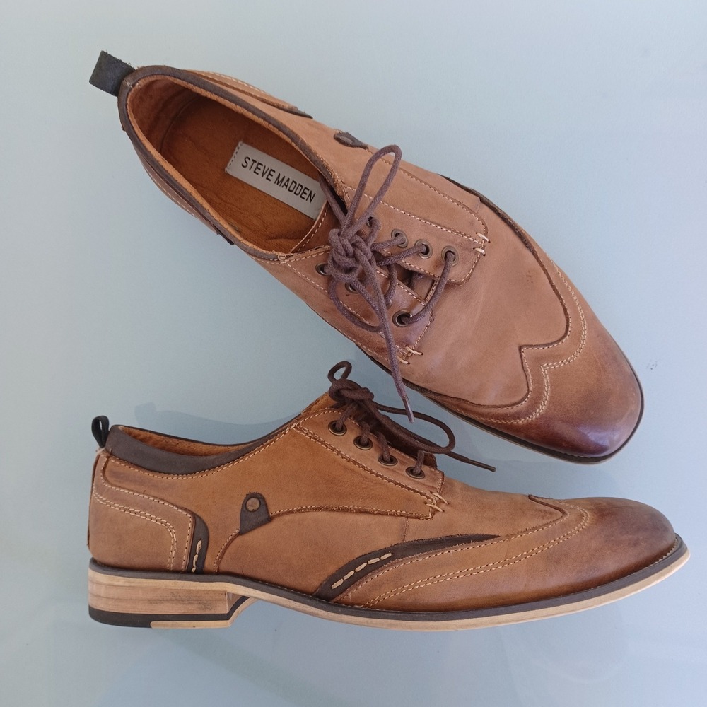 Steve Madden Tan Brown Wingtip Derbys